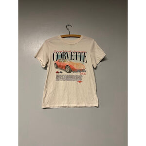 Women's Hybrid Apparel White Corvette Graphic Short Sleeve Tee Size small